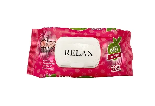 Вологі серветки Relax (Релакс) запах яблука з клапаном, 72 шт.