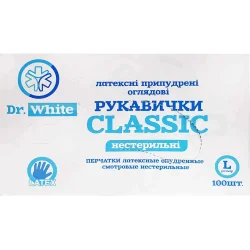 Рукавиці латексні Др.Вайт н/стерильні без пудри р. Л