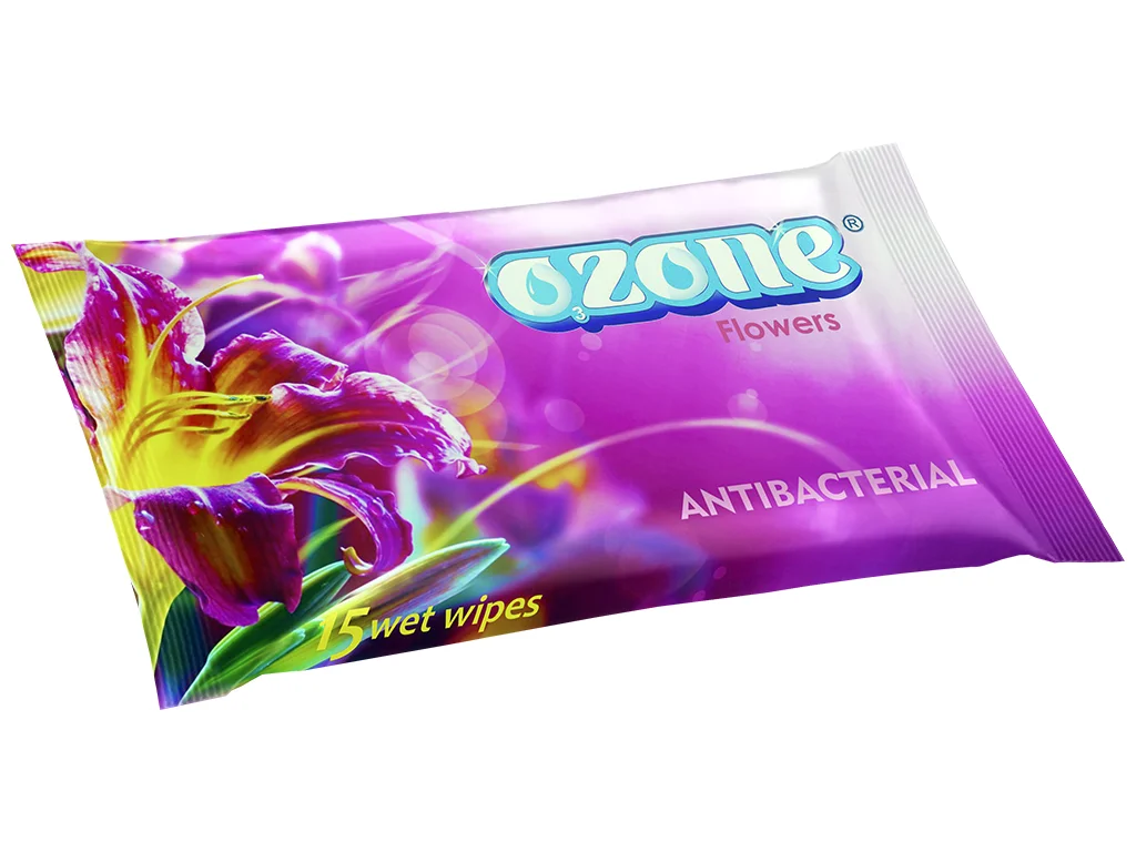 Серветки вологі Ozone (Озон) квіткова свіжість, 15 шт.
