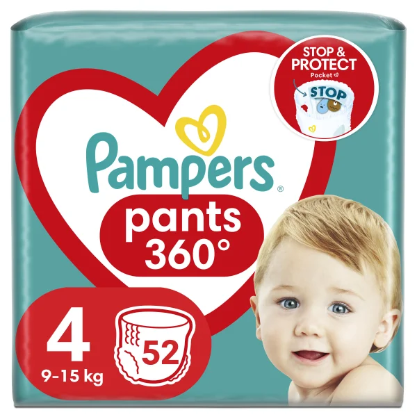 Підгузники-трусики Памперс Пантс 4 (Pampers Pants) (9-15 кг), 52 шт.