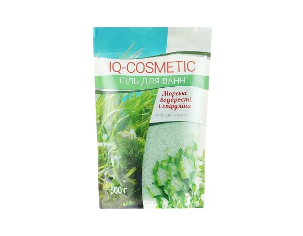 Соль для ванн IQ-Cosmetic (Айкью Косметик) морские водоросли и спирулина, 500 г