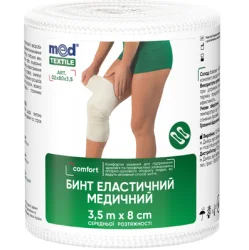 Еластичний бинт медичний Медтекстиль (Medtextile) середньої розтяжності 3,5 м х 8 см, 1 шт.