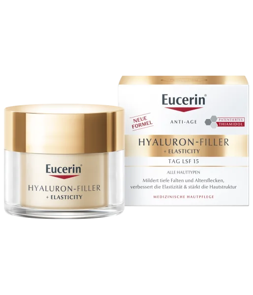 Крем для обличчя Еуцерин (Eucerin) Гіалурон-філлер+Еластісіті Антивіковий денний для сухої шкіри СПФ15, 50 мл