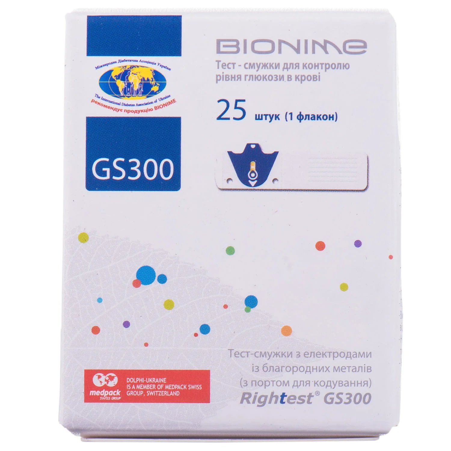 Тест-смужки для глюкометра Райтест (Bionime Rightest) GS300, 25 шт.