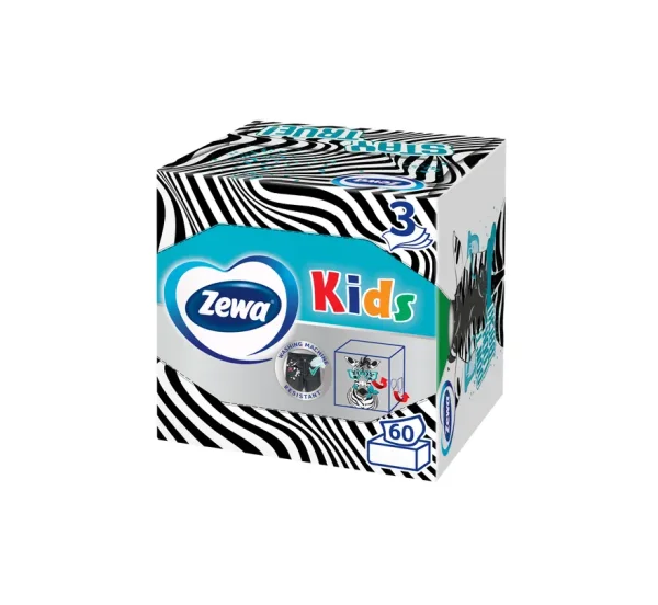Салфетки косметические Zewa (Зева) Kids Zoo 3-слойные, 60 шт.