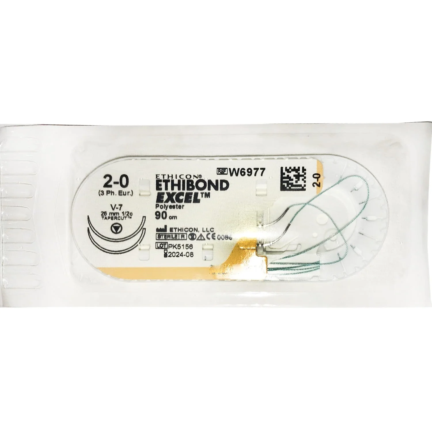 Нитка шовна Ethibond (Етібонд) Excel 2-0, голка 26 мм, 1/2 кола, довжина 90 см, 1 шт.