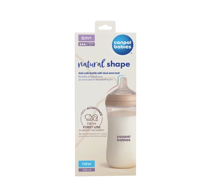 Пляшечка Canpol (Канпол) Babies Natural Shape Dual-zone антиколікова двозонна соска 35/402, 330 мл