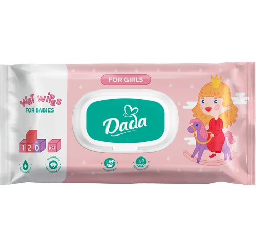 Салфетки влажные детские Dada (Дада) для девочек, без запаха, 120 шт.