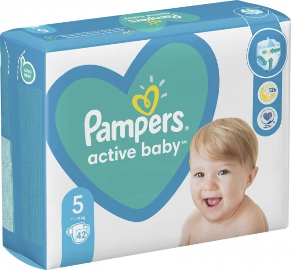Подгузники Памперс Актив Бэби (Pampers Active Baby) 5 (11-16 кг), 42 шт.