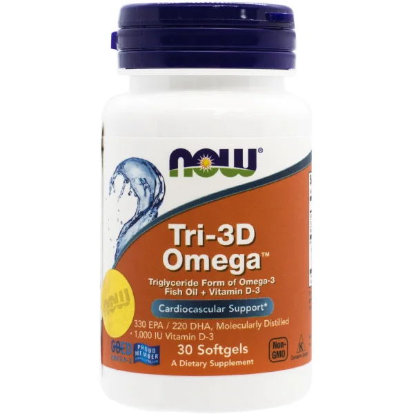 Омега TRI-3D NOW (Нау) риб'ячий жир омега-3 з вітаміном D3 у капсулах, 30 шт.