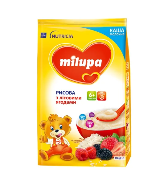 Каша молочна Milupa (Мілупа) рисова з лісовими ягодами для дітей від 6 місяців, 210 г