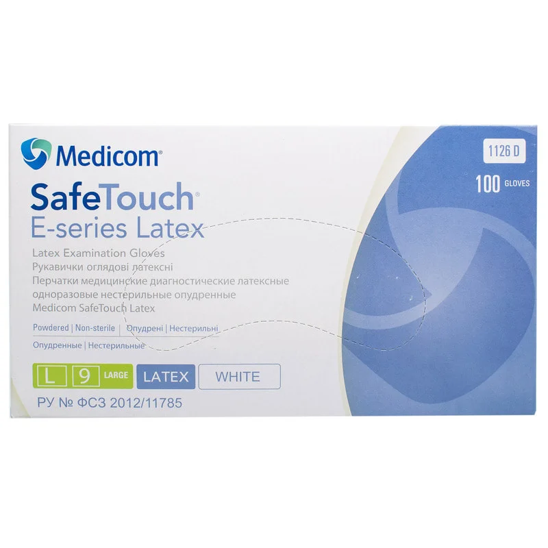 Рукавички припудрені нестерильні Medicom (Медіком) Safe-Touch розмір L, 1 пара