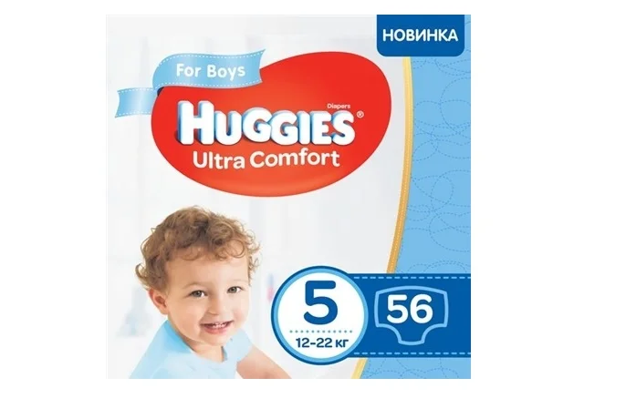Підгузники Huggies (Хагіс) Ultra Comfort для хлопчиків розмір 5, 12-22 кг, 56 шт.