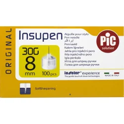 Иглы для инсулиновых шприц-ручек INSUPEN (инсупен) 8 мм x 31G, 100 шт.