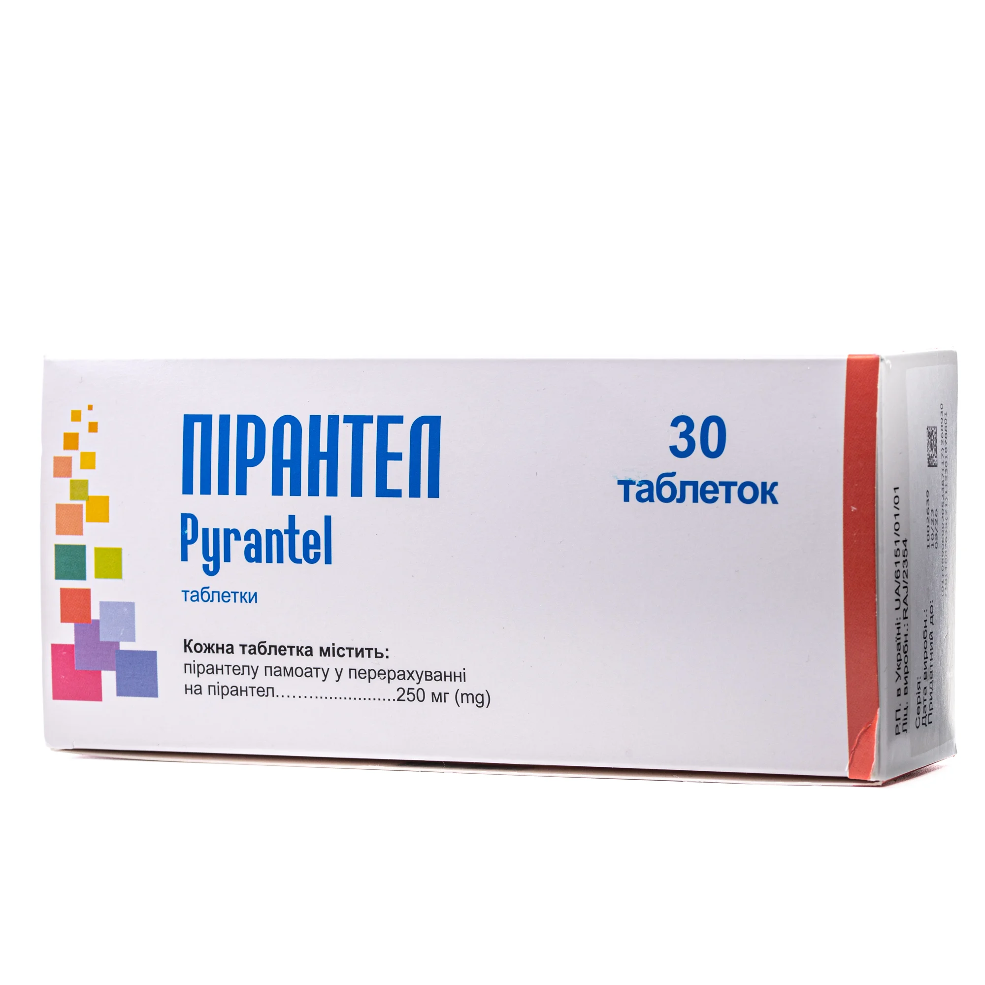 Пірантел таблетки по 250 мг, 30 шт.