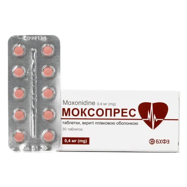 Моксопрес таблетки по 0,4 мг, 30 шт.: інструкція, ціна, відгуки
