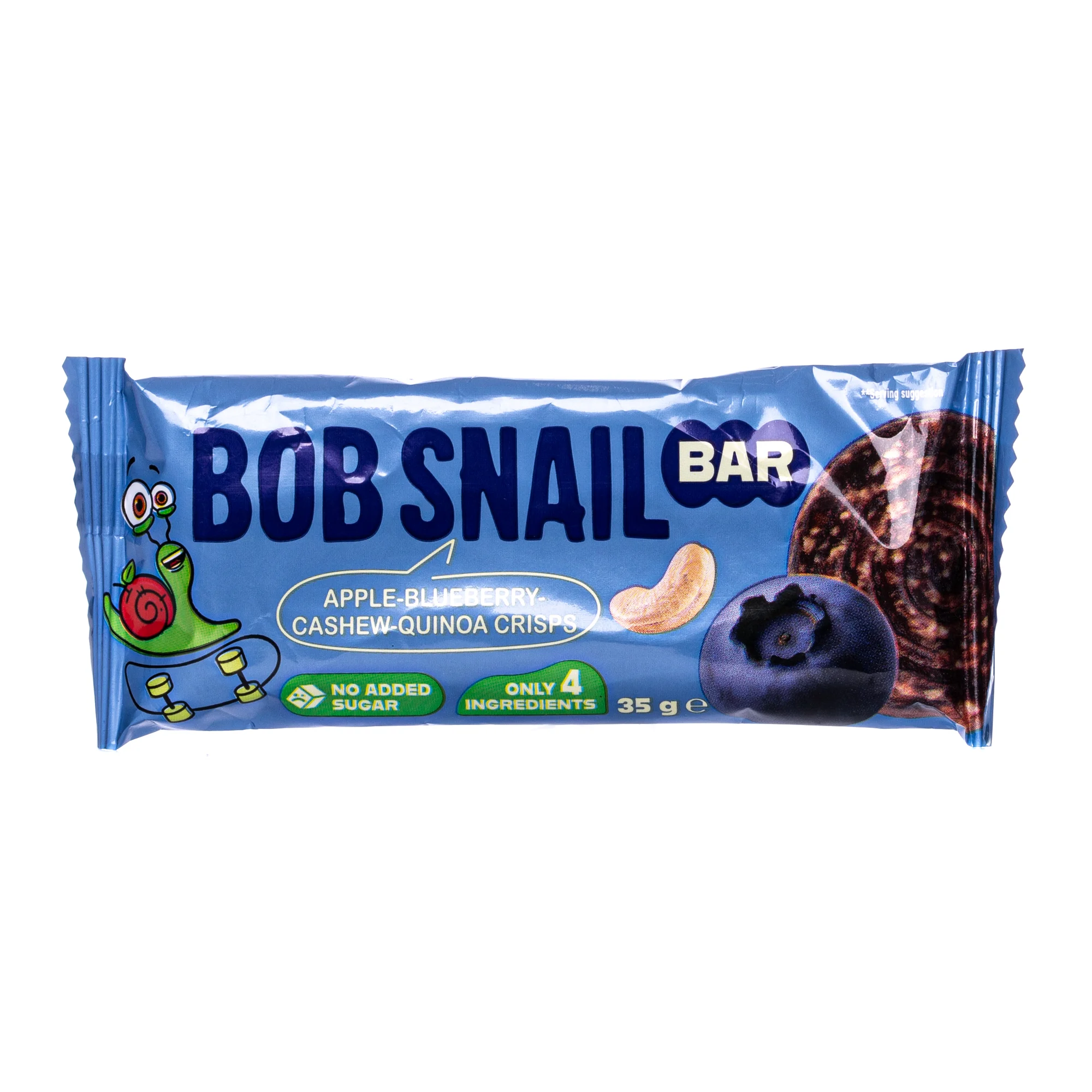 Батончик фруктово-ягідно-горіховий Bob Snail (Равлик Боб) яблуко-чорниця-кеш’ю-кріспи кіноа, 35 г