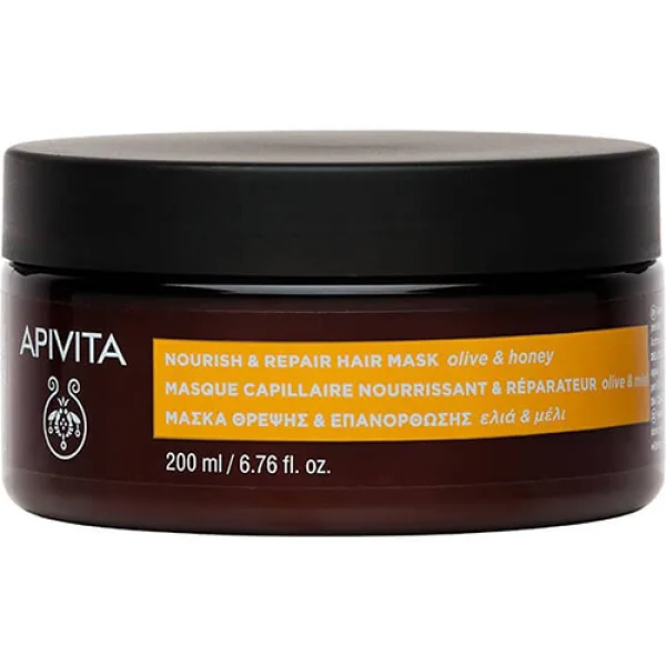 Маска для волосся Apivita (Апівіта) живлення та відновлення з оливою та медом, 200 мл