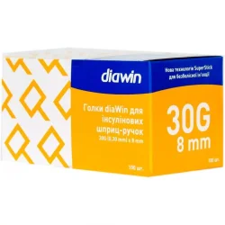 Голки для шприц-ручки ДіаВін (diaWin), розмір 30G (0,30 х 8 мм), 100 шт.