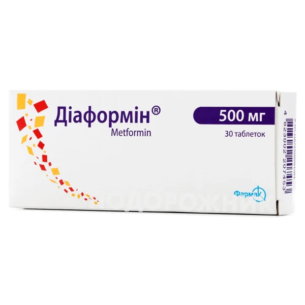 Діаформін таблетки по 500 мг, 30 шт.