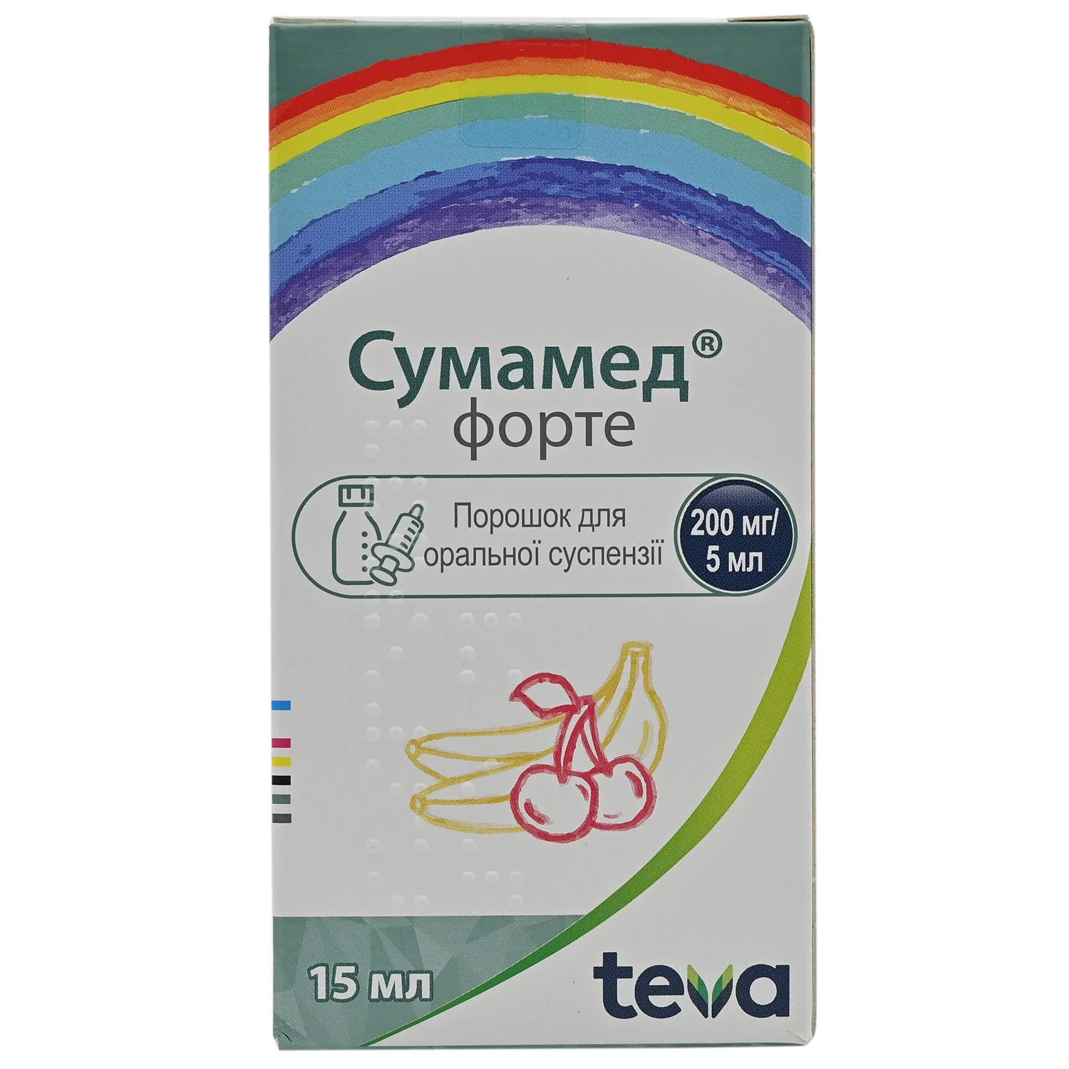 Сумамед форте порошок для оральної суспензії по 200 мг/5 мл, 15 мл