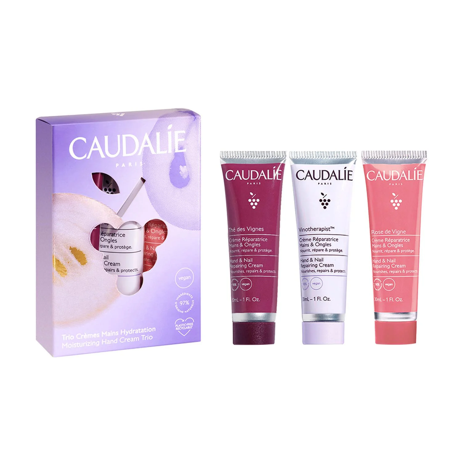 Набір Caudalie (Кодалі) Hand Cream Trio крем для рук, по 30 мл, 3 шт.