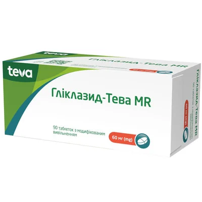 Гліклазид-Тева MR таблетки по 60 мг, 90 шт.