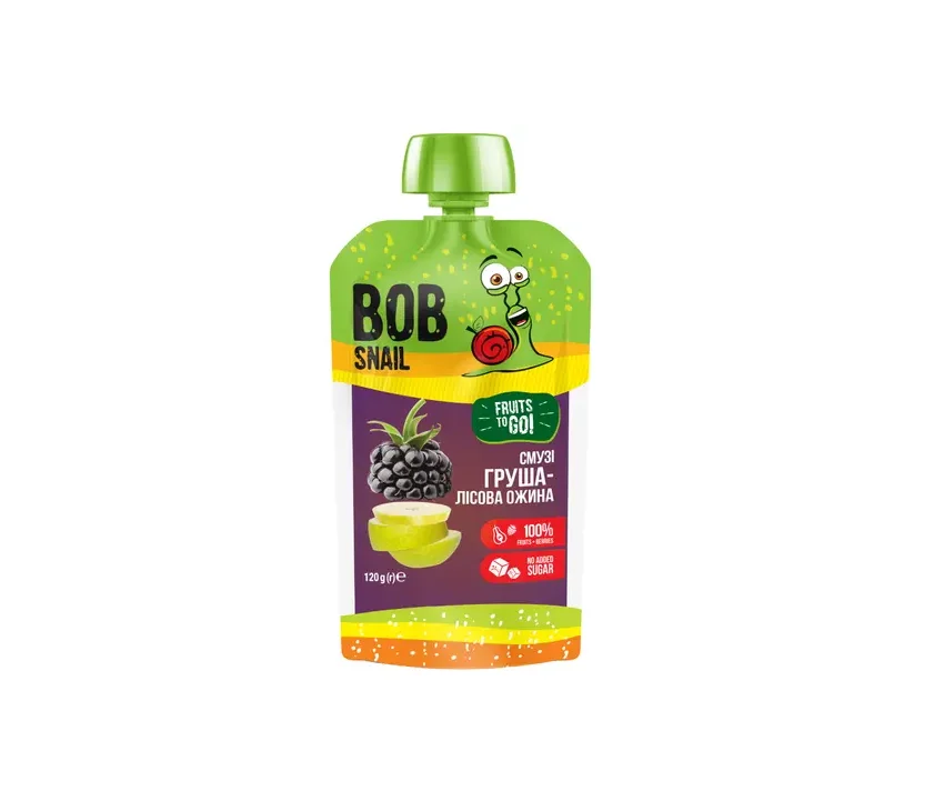 Пюре фруктове Bob Snail (Равлик Боб) смузі груша-лісова ожина, 120 г