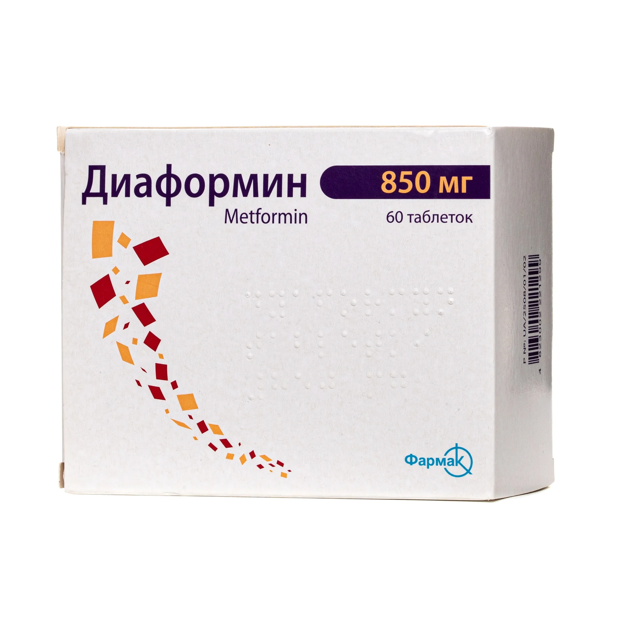 Діаформін таблетки по 850 мг, 60 шт.
