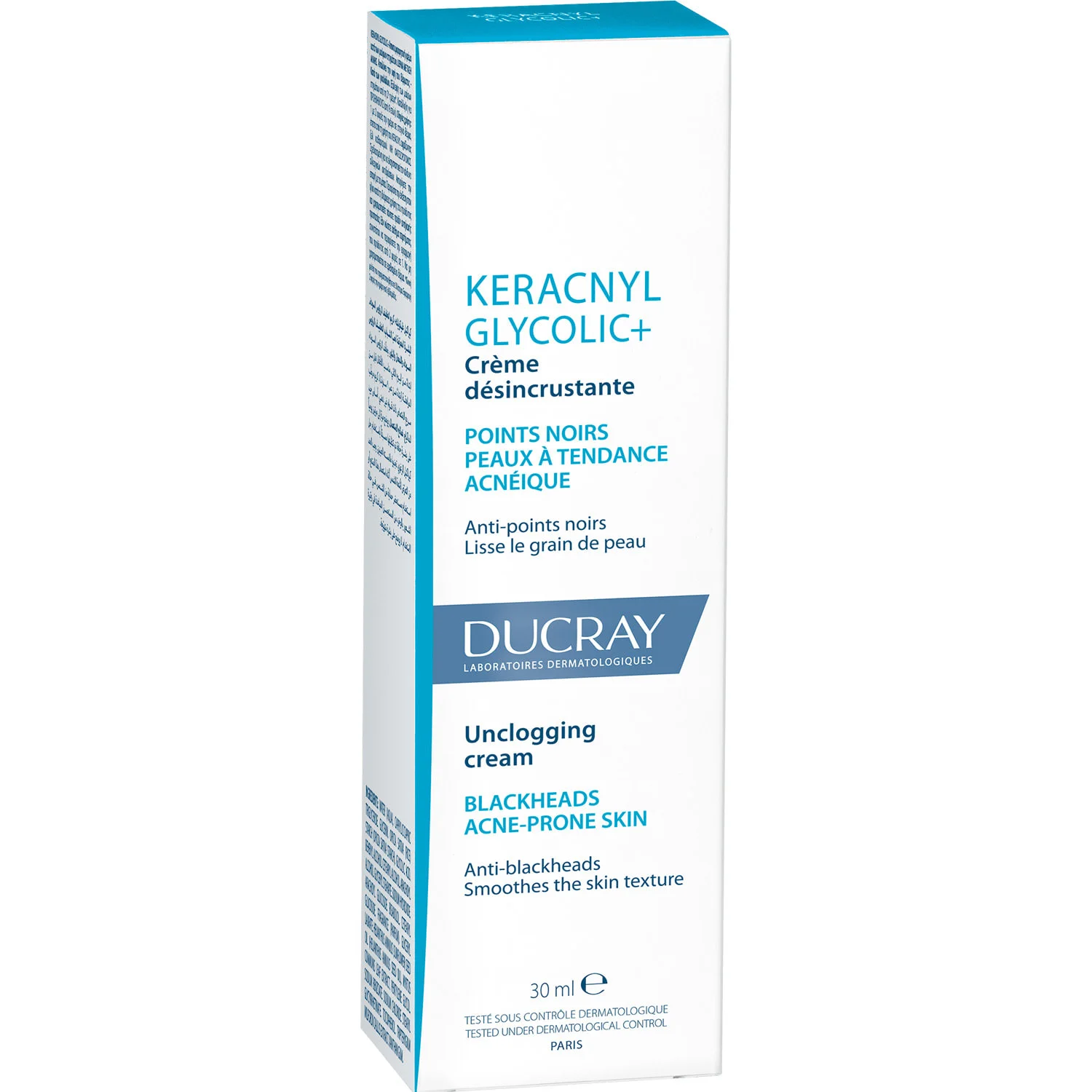 Крем для обличчя Ducray (Дюкрей) Keracnyl Glycolic+ очищувальний для шкіри схильної до акне та чорних цяток, 30 мл