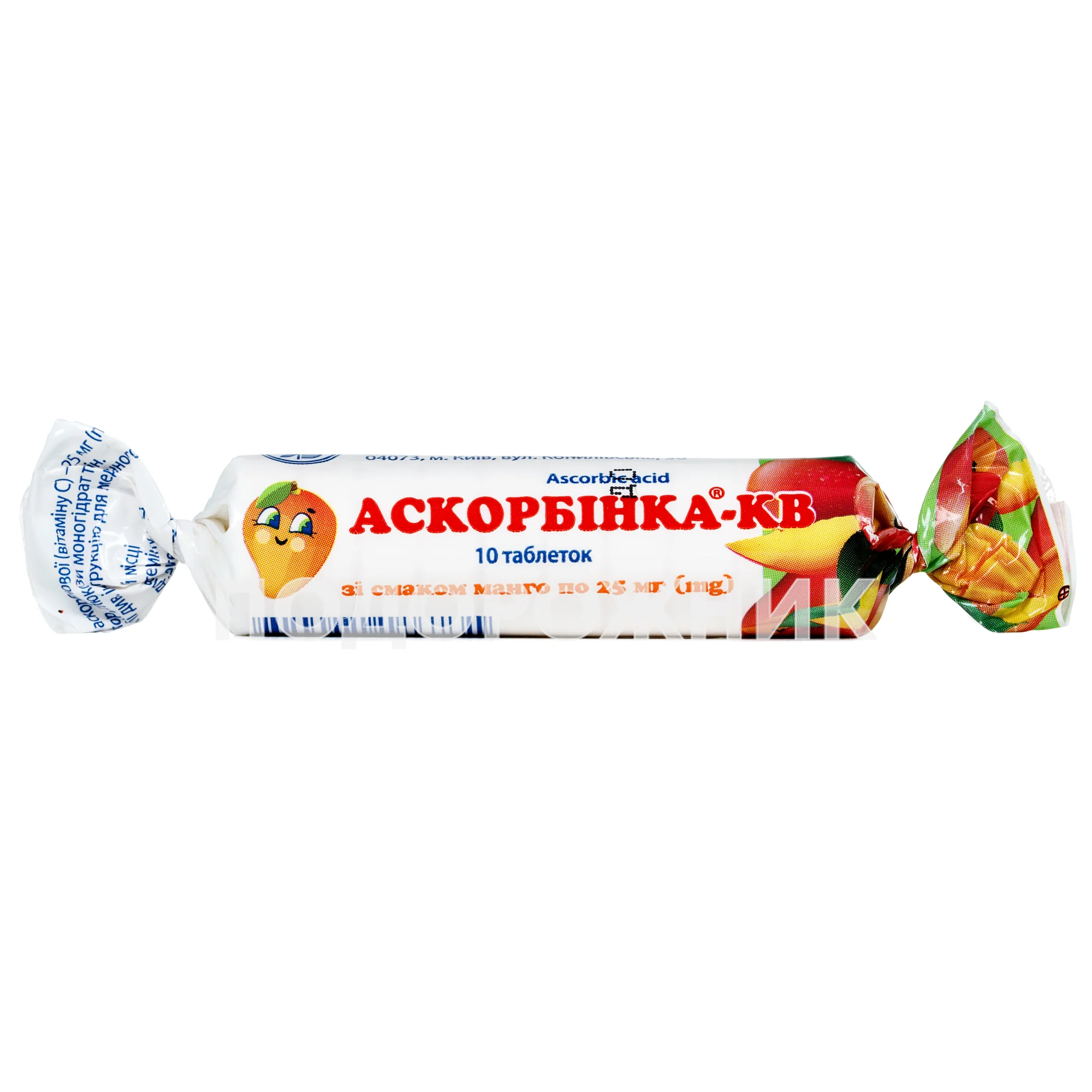 Аскорбінка-КВ таблетки по 25 мг зі смаком манго, 10 шт.