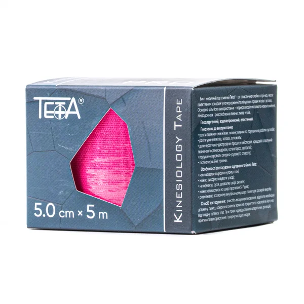 Тейп бинт медичний адгезивний Teta (Тета) 5см х 5м (рожевий), 1 шт.