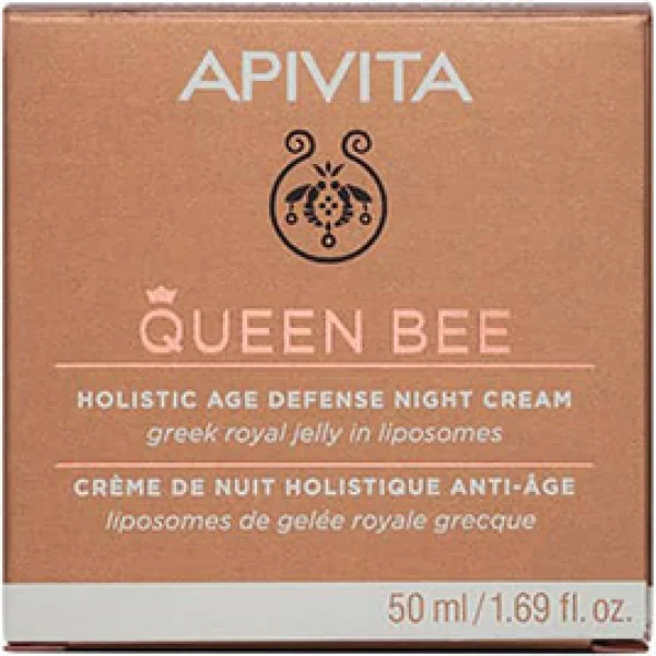 Крем для обличчя Apivita Queen Bee (Апівіта Квін Бі) нічний, для комплексного захисту від старіння з грецьким маточним молочком, 50 мл