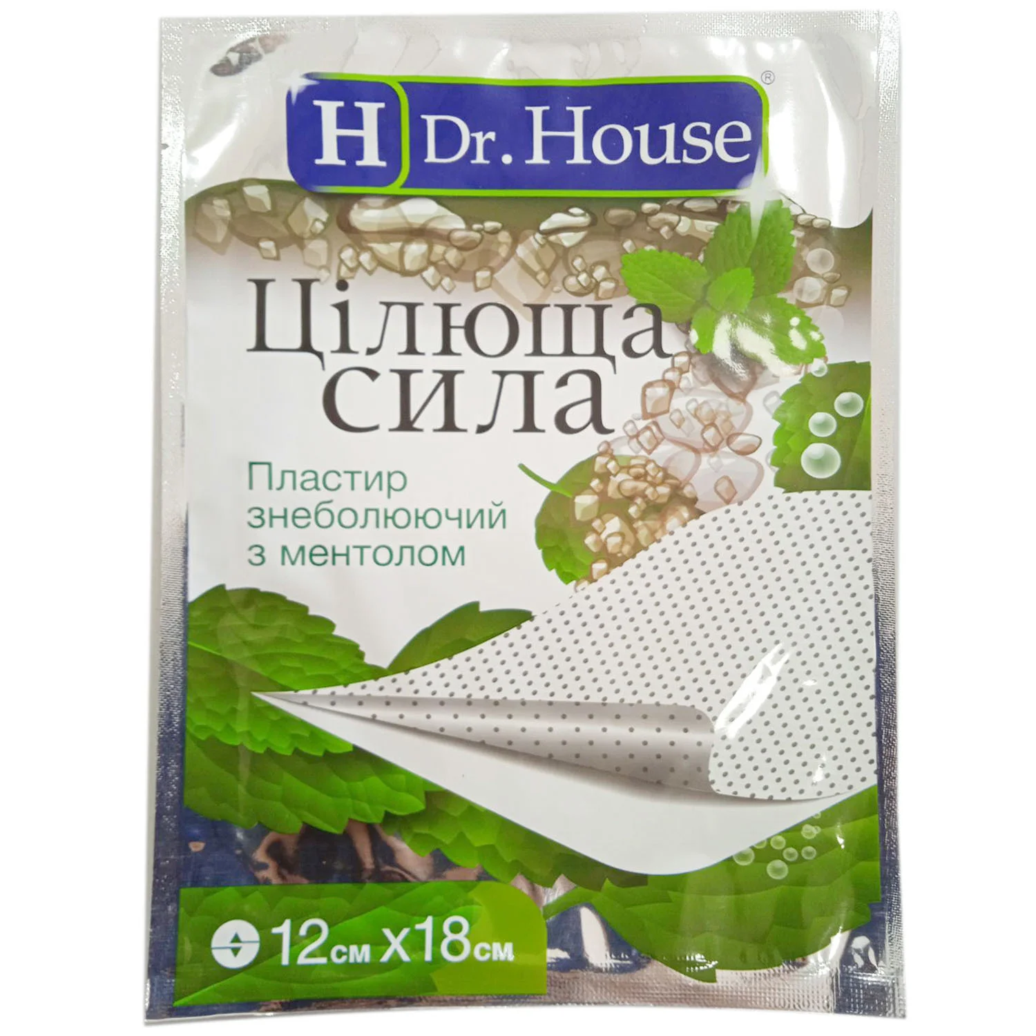 Пластир Dr. House (Др.Хаус) знеболюючий з ментолом розмір 12х18 см, 1 шт.