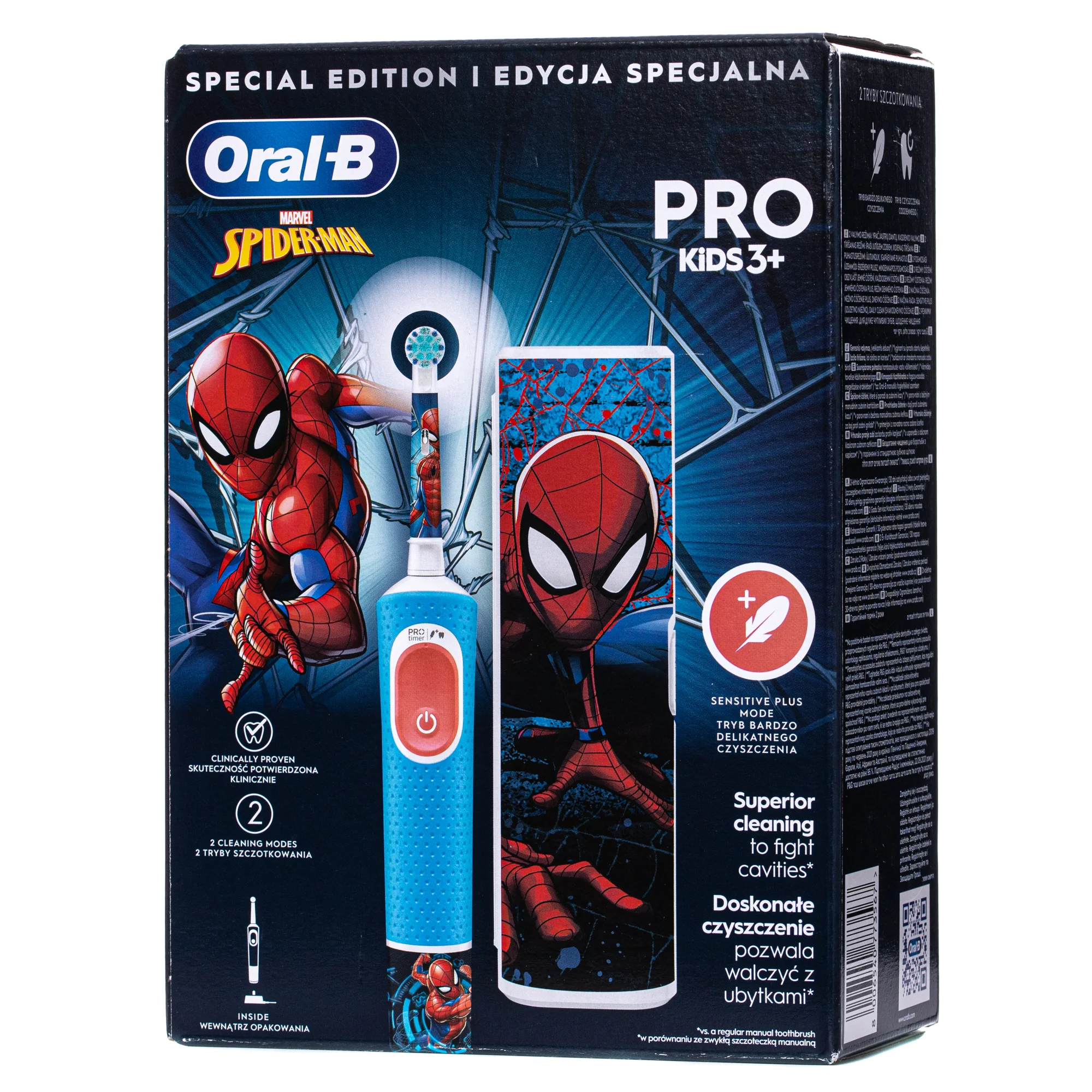 Зубна щітка електрична Oral-B (Орал-Б) Vitality Pro Kids + чохол Spider-Man, 1 шт.