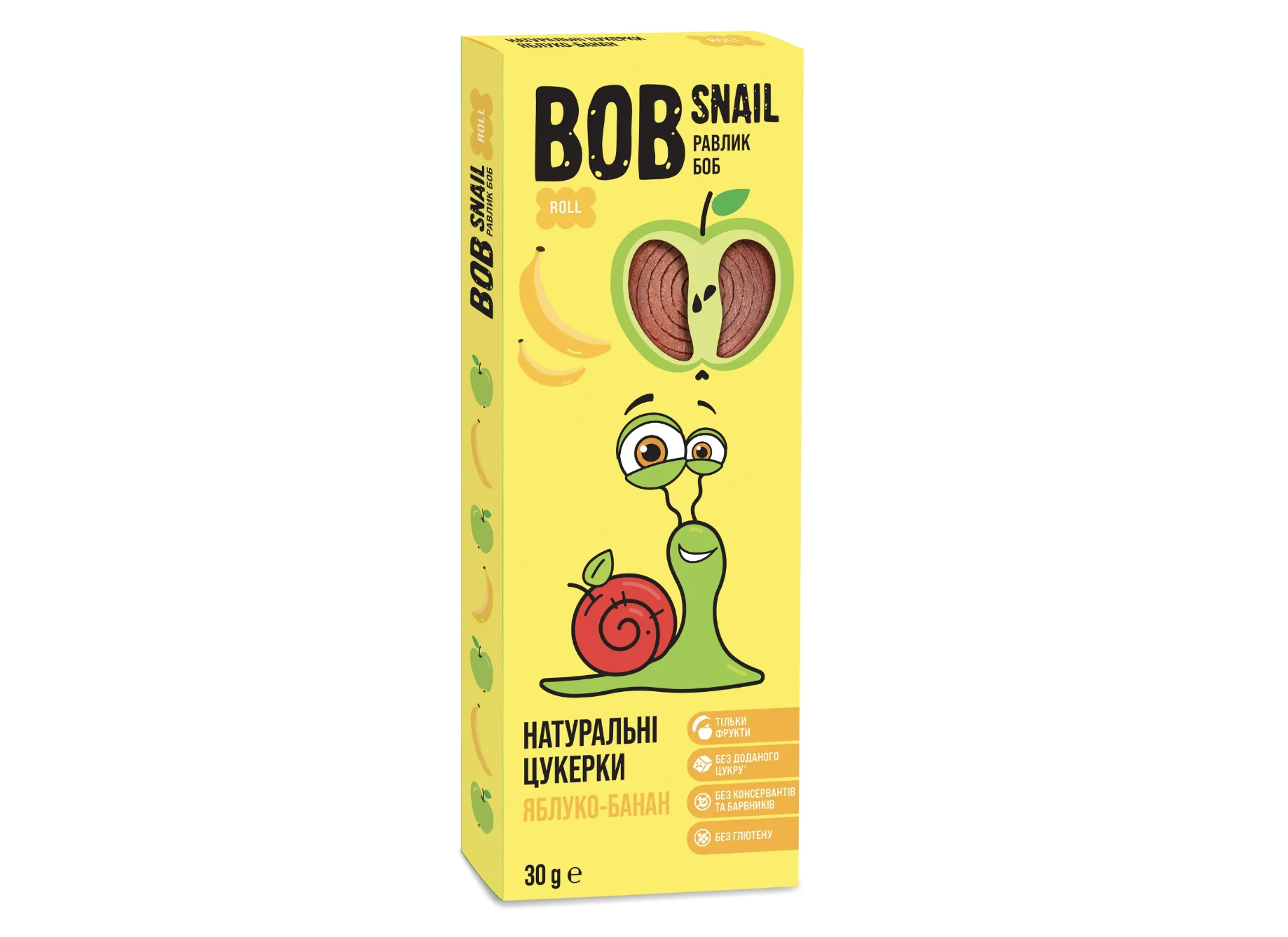 Цукерки Bob Snail (Равлик Боб) яблуко-банан, 30 г