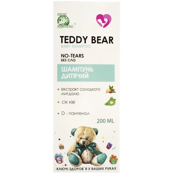 Шампунь дитячий без сліз Тедді бір (Teddy bear) молоко з медом, 200 мл