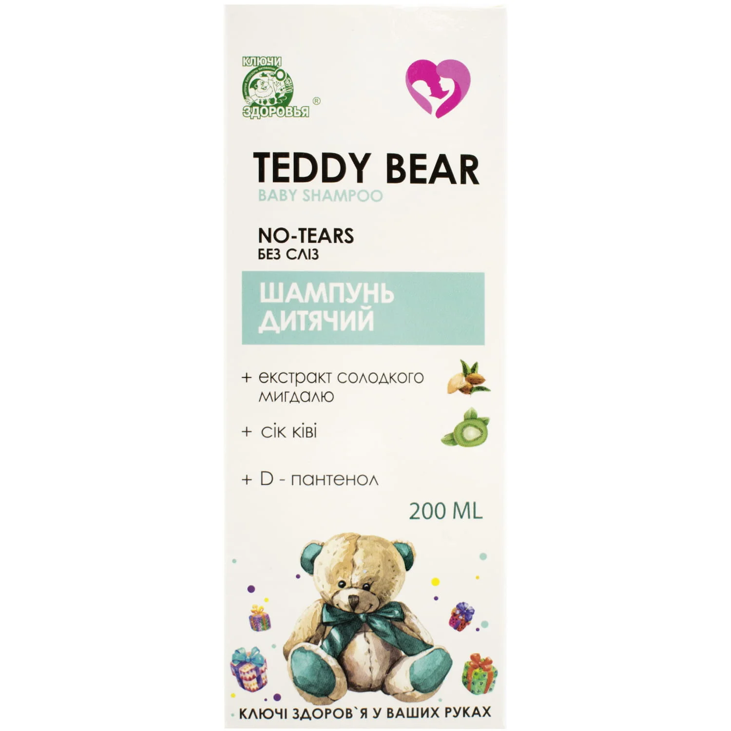 Шампунь дитячий без сліз Тедді бір (Teddy bear) молоко з медом, 200 мл