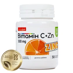 Вітамін С+Цинк, таблетки жувальні зі смаком апельсину, 30 шт. - Баум Фарм