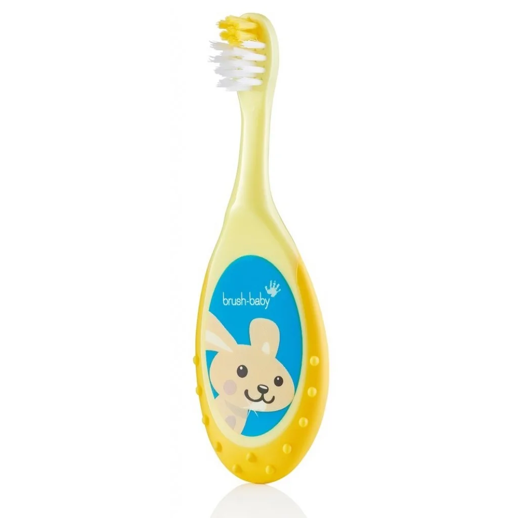 Зубна щітка дитяча Brush-Baby (Браш Бебі) Флосбраш, 0-3 роки, жовта, 1 шт.