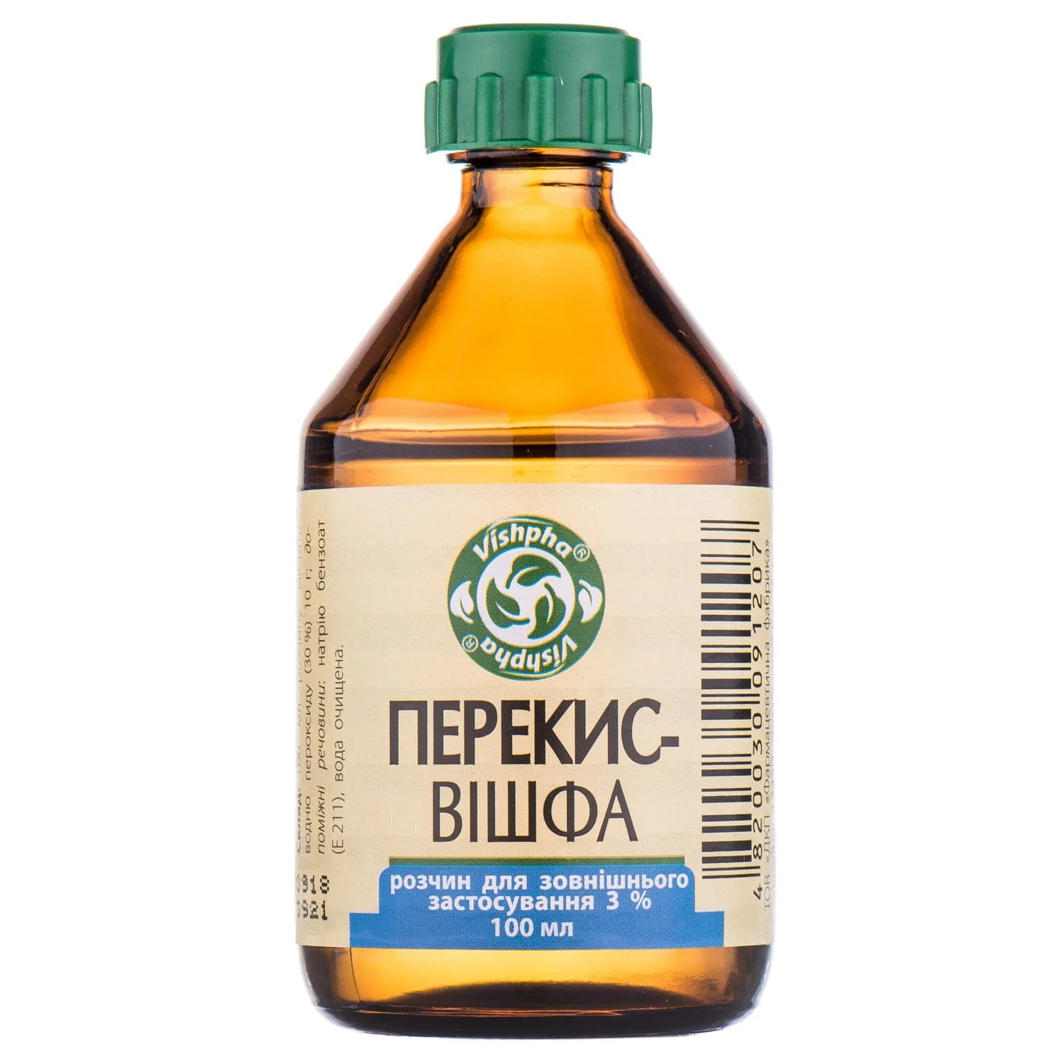 Перекису водню розчин 3% у скляному флаконі, 100 мл - Вішфа