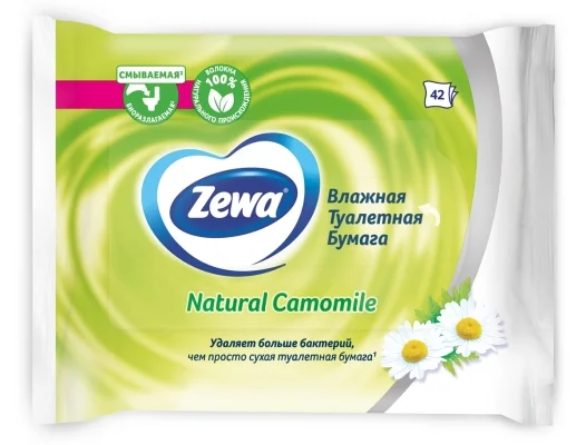 Туалетний папір вологий Zewa (Зева) Natural з ароматом ромашки, 42 шт.