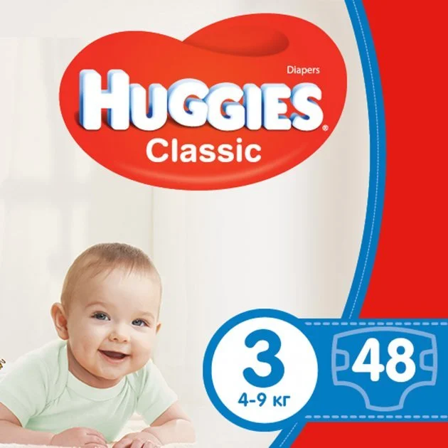 Підгузки Huggies (Хагіс) Classic 3 (4-9кг), 48 шт.