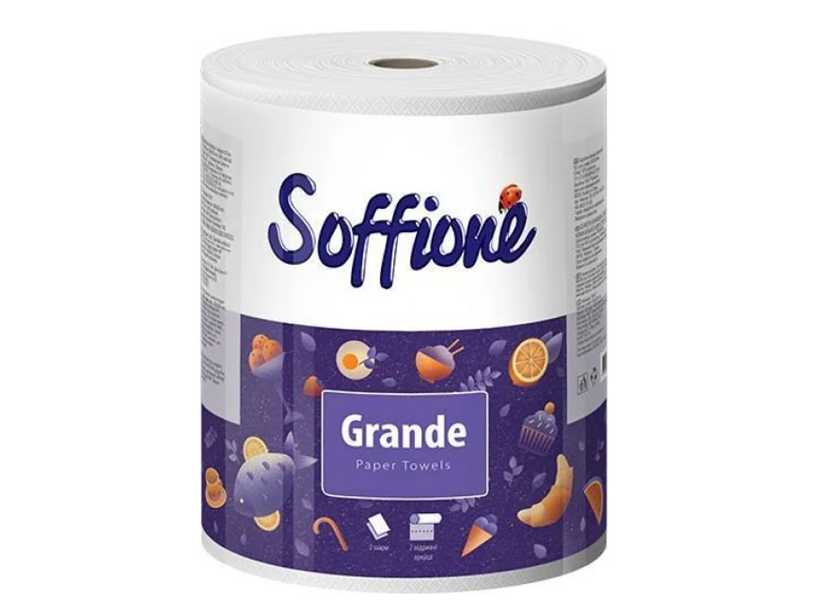 Рушники паперові Soffione (Софіоне) Grande 2 шари, 350 відривів, 1 шт.