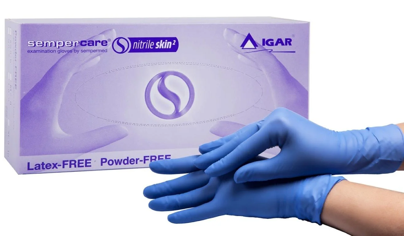 Рукавиці нітрилові Sempercare (Семперкеа) Nitrile Skin2 оглядові нестерильні, розмір 8-9 (L), 200 шт.