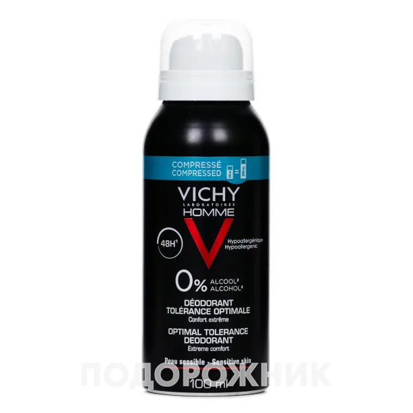Дезодорант-антиперспирант Виши Хом (Vichy) для мужчин, для чувствительной кожи, эффективность 48 часов, 100 мл