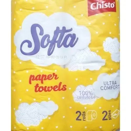 Рушник Softa (Софта) Chisto сіро-білий на гільзі, 2 шт.