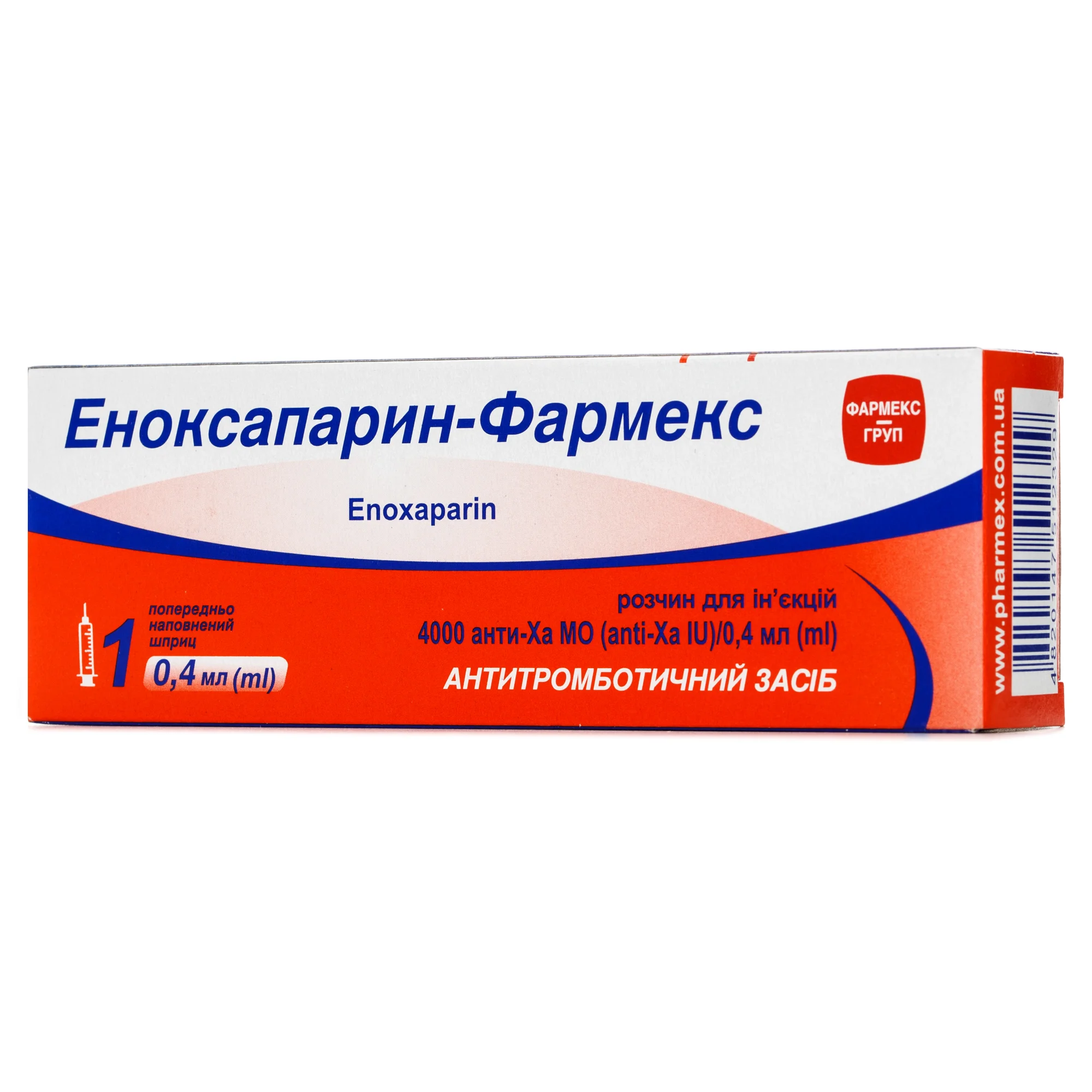 Еноксапарин раствор для ін’єкцій по 4000/0,4 мл шприц