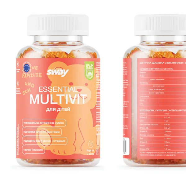 Sway (Свей) дитячі желатинові пастилки Essential Multivitamin Kids, 60 шт. - Баум Фарм