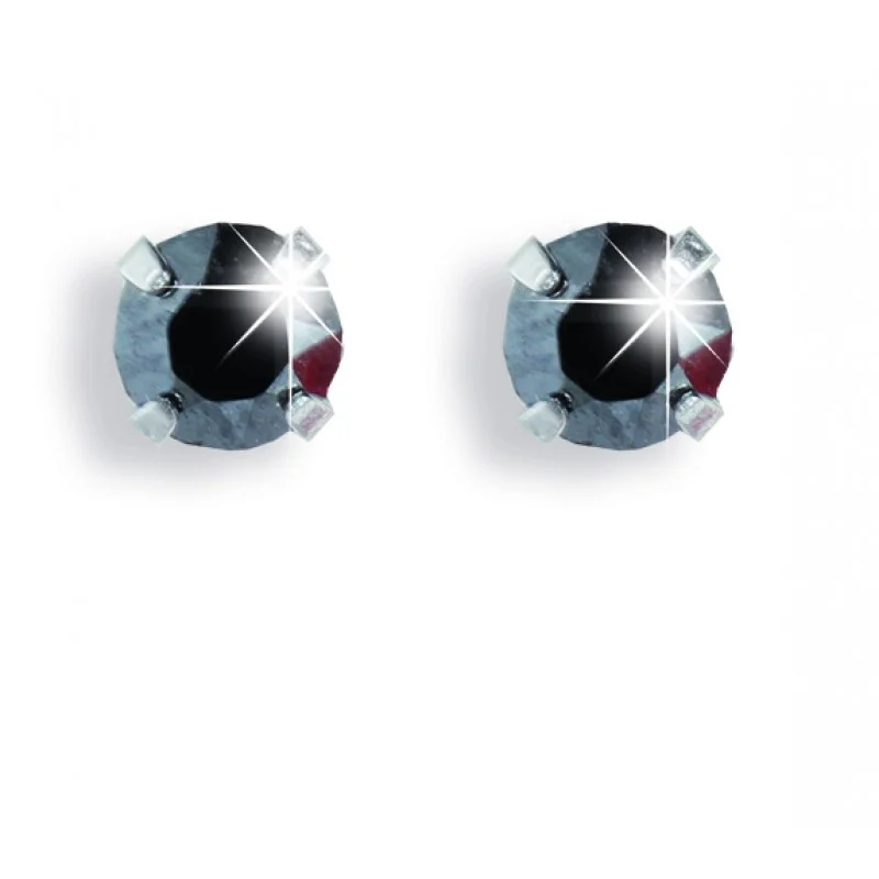 Сережки Inverness (Інвернес) Крістал Неро (Crystal Nero) 3 мм, сталь, 1 пара